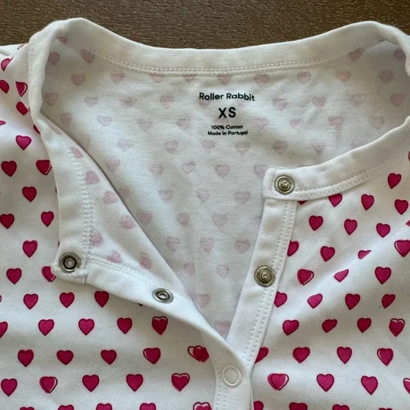 Roller Rabbit Pink Hearts Pajamas Size XS - Picture 4 of 6